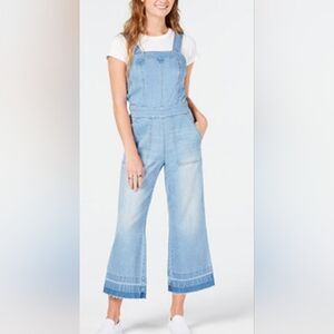 DOLLHOUSE Cropped Wide-Leg, light wash, raw-edge hems Size 9;Denim Overalls!